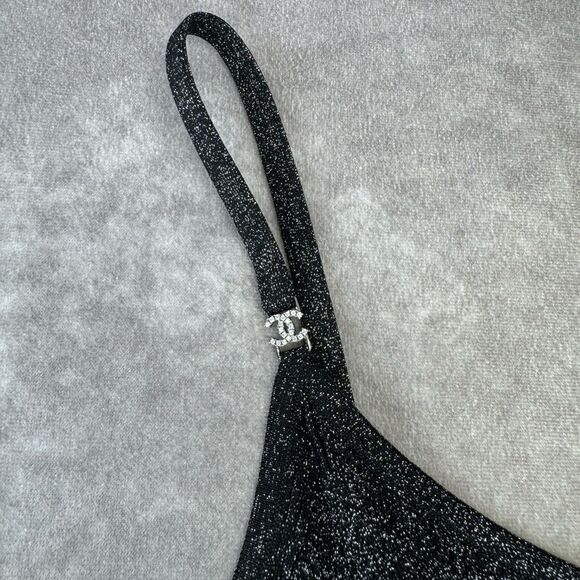 Chanel 22B Shimmering Black Tank Crop Camisole Top 40 - Picture 13 of 16